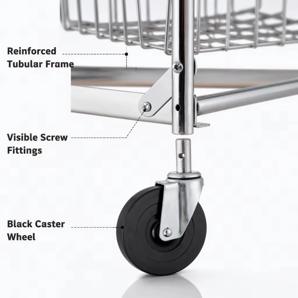 Rolling Wire Basket Office Mail Delivery Cart