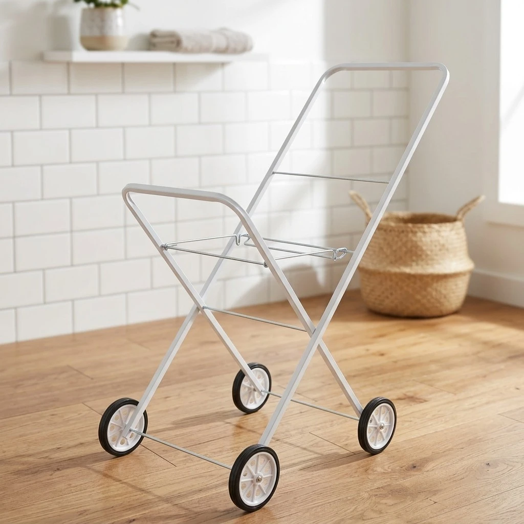 Square Tube Collapsible Metal Laundry Trolley Cart