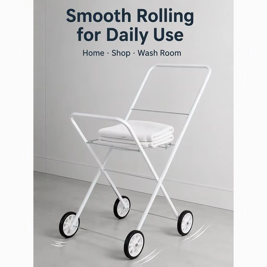 Square Tube Collapsible Metal Laundry Trolley Cart